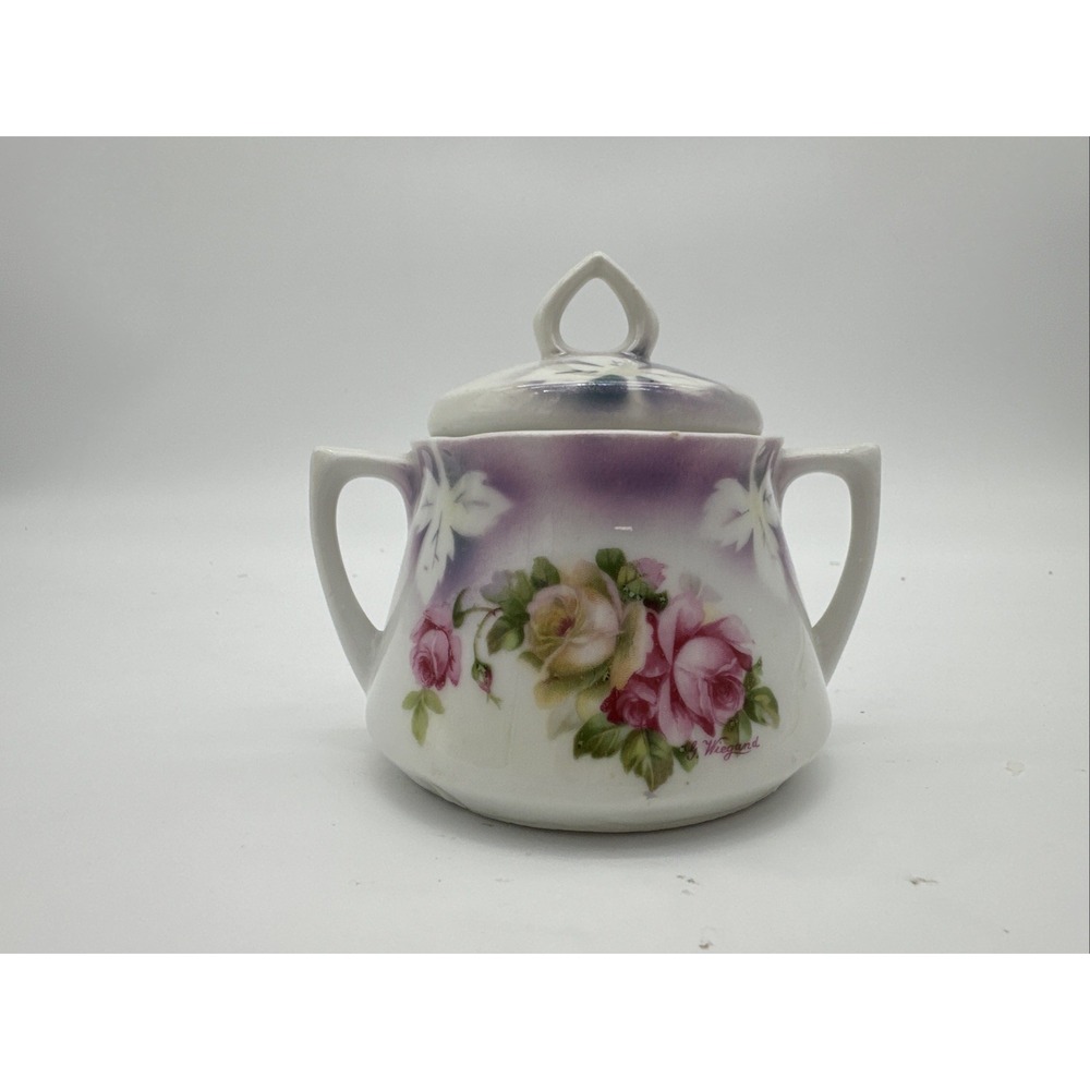 Vintage Leuchtenburg rose design suger bowl w/lid